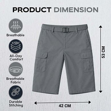 Men's 3 Pack Cargo Shorts with Adjustable Belt Outdoor Performance Essentials