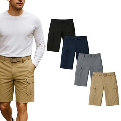 Men's 3 Pack Cargo Shorts with Adjustable Belt Outdoor Performance Essentials