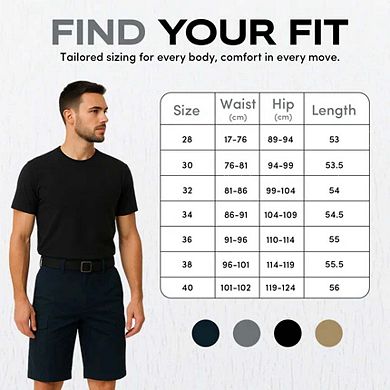 Men's 3 Pack Cargo Shorts with Adjustable Belt Outdoor Performance Essentials