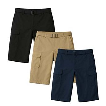 Men's 3 Pack Cargo Shorts with Adjustable Belt Outdoor Performance Essentials