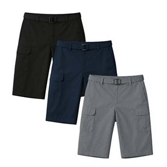 Men's 3 Pack Cargo Shorts with Adjustable Belt Outdoor Performance Essentials
