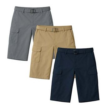 Men's 3 Pack Cargo Shorts with Adjustable Belt Outdoor Performance Essentials