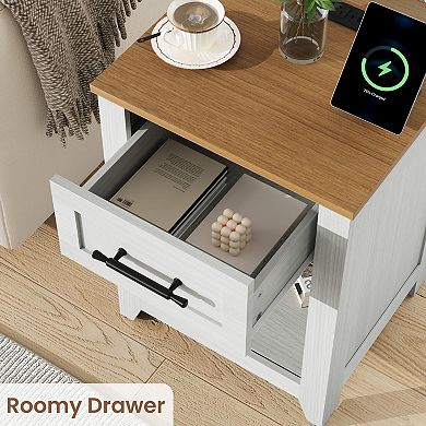 Color-Blocking End Table for Bedroom Living Room,Weight Capacity 110lbs