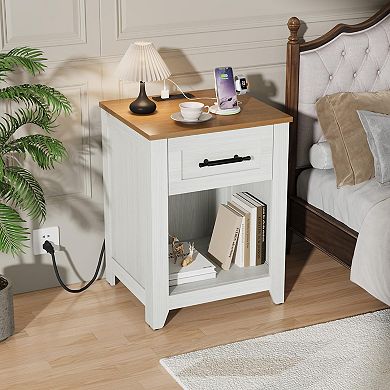 Color-Blocking End Table for Bedroom Living Room,Weight Capacity 110lbs