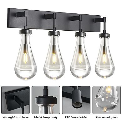 ZLAIQB 27.55" 4-Light Modern Glass Bathroom Wall Sconce