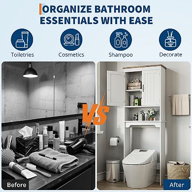 66'' Tall Bathroom Organizer with Double Doors