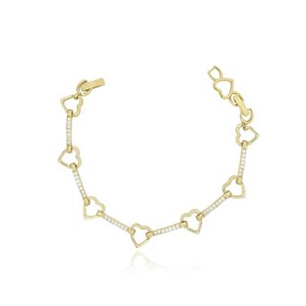 Open Heart CZ Bar Bracelet