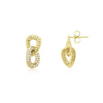 CZ Twist Link Loop Earrings