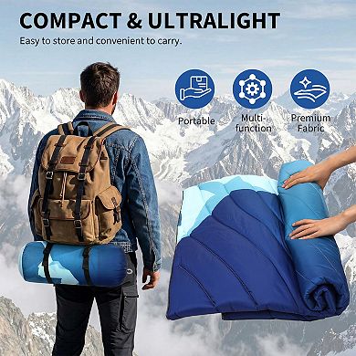 Waterproof Quilted Camping Blanket 79x55in Lightweight Packable Throw for Hiking Picnic Stadium