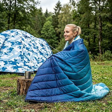 Waterproof Quilted Camping Blanket 79x55in Lightweight Packable Throw for Hiking Picnic Stadium