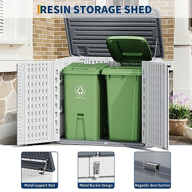 35 Cu Ft Outdoor Resin Storage Box Waterproof Cabinet for Patio Tools, Generator, Lawn Mower