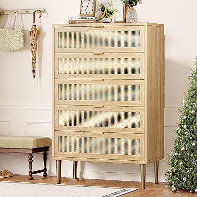 Modern Chest of Drawers with Gold Legs and Gold Handles