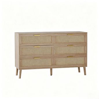 6 Drawer Rattan Dresser for Bedroom