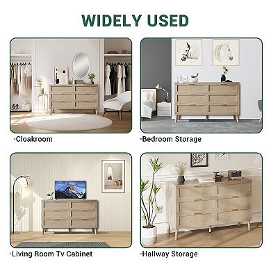 6 Drawer Rattan Dresser for Bedroom