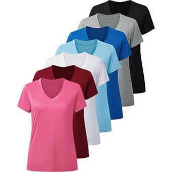 Women's Quick Dry Wicking Athletic Performance Gym T Shirts 7 pk
