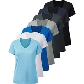 Women's Quick Dry Wicking Athletic Performance Gym T Shirts 7 pk