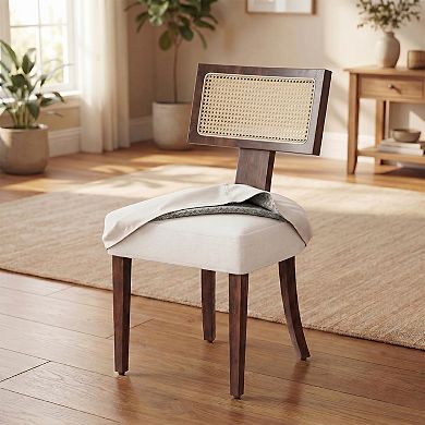 Dining Chairs Set of 2, Mid Century Modern Upholstered Chairs w/Back