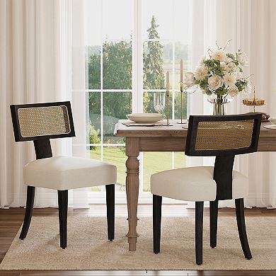 Dining Chairs Set of 2, Mid Century Modern Upholstered Chairs w/Back