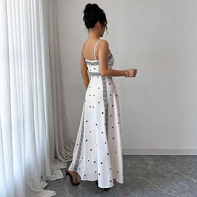 Women's Boho Maxi Dress Spaghetti Strap Smocked Flowy Long Summer Beach Sundress