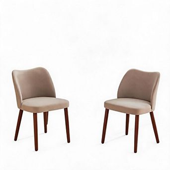 Modern Upholstered Dining Chairs with Wood Legs and Wing Backrest for Kitchen