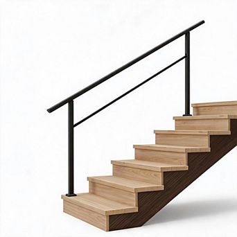 6 Step Adjustable Black Aluminum Iron Stair Handrail for Indoor Outdoor Porch Steps