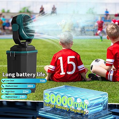 4 Gallon Misting Fan 30000mAh Rechargeable Oscillating Cooler with Wheels Remote for Beach Camping