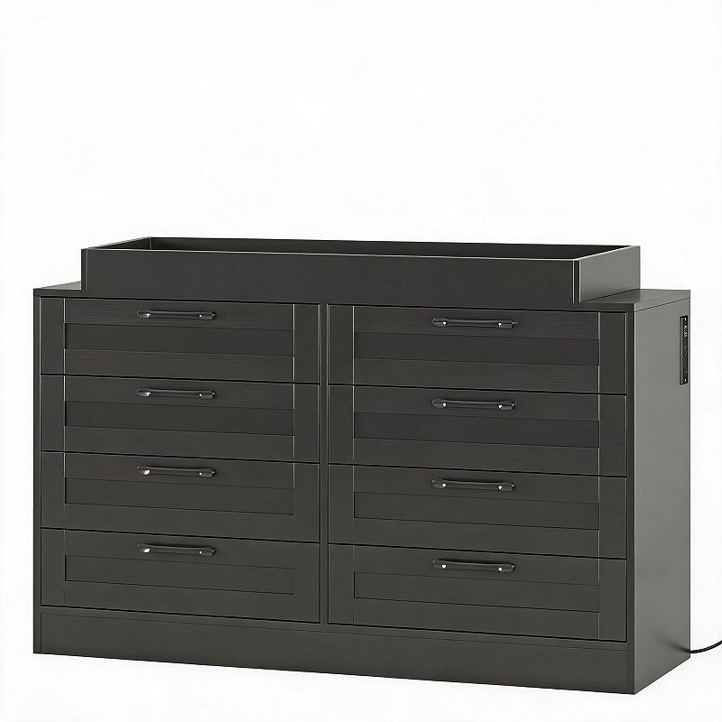 changing table dresser black & 8 Wood Drawers with Safety Shelf Multi-Functional Storage wedding mix Sculpted Cowl Neck Asymmetric Men's Size:10.5 US size changing pad not