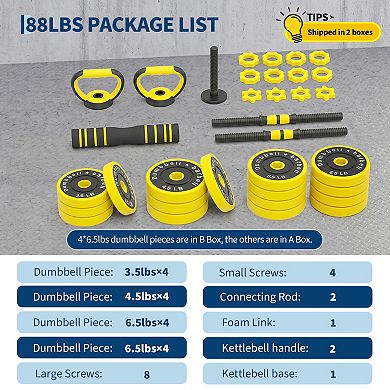 4-in-1 Dumbbell & Barbell Set Adjustable Kettlebell & Pull-Up Stand Included