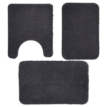 3 pc Bathroom Rug Sets, Thick Microfiber Bath Rugs Quick Drying, Non Slip Absorbent Bath Mat Set