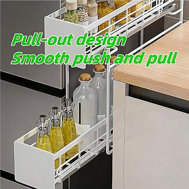 Magnetic Rack with Pull-Out Rails, Double Layer Magnetic Storage Rack- Pull-Out Magnetic Shelf