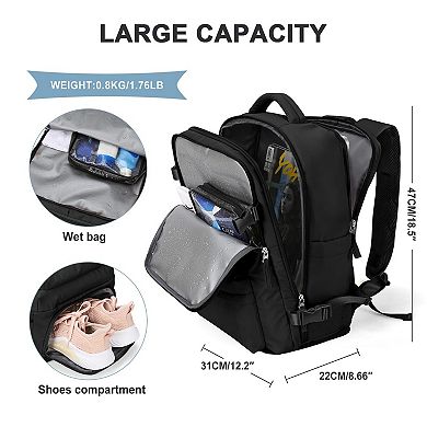 15.6" Travel Backpack Carry-On Hiking Waterproof Shoe Compartment