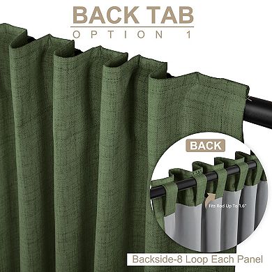 2 Panels Linen Curtains Tab Rod Pocket Thermal Insulated Drapes