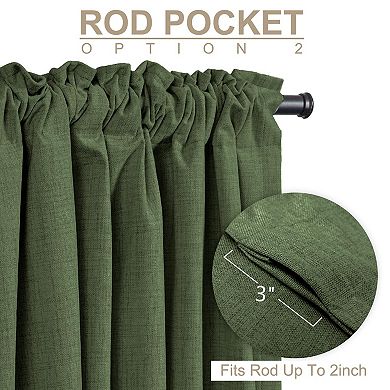 2 Panels Linen Curtains Tab Rod Pocket Thermal Insulated Drapes
