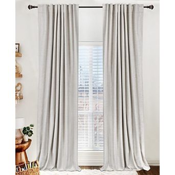2 Panels Linen Curtains Tab Rod Pocket Thermal Insulated Drapes