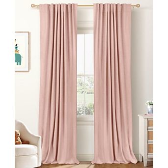 2 Panels Linen Curtains Tab Rod Pocket Thermal Insulated Drapes