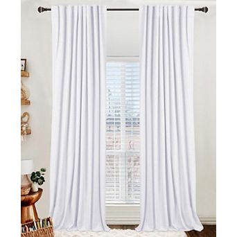 2 Panels Linen Curtains Tab Rod Pocket Thermal Insulated Drapes