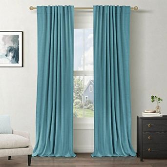 2 Panels Linen Curtains Tab Rod Pocket Thermal Insulated Drapes