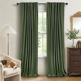 2 Panels Linen Curtains Tab Rod Pocket Thermal Insulated Drapes