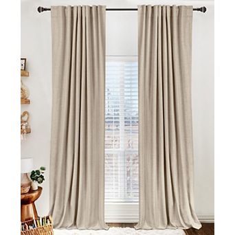 2 Panels Linen Curtains Tab Rod Pocket Thermal Insulated Drapes