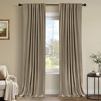 2 Panels Linen Curtains Tab Rod Pocket Thermal Insulated Drapes