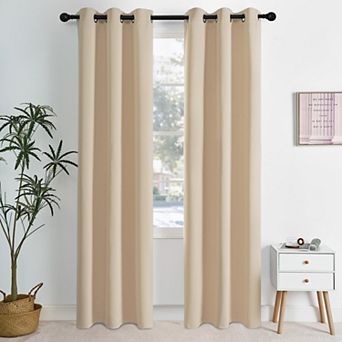 2 Panels Blackout Curtains Thermal Noise Reducing Grommet Window Drapes