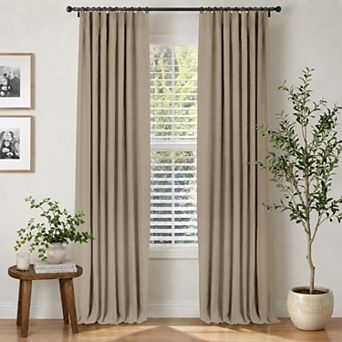 2 Panels Blackout Curtains Linen Thermal Drapes Ring Clips