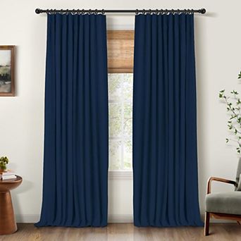 2 Panels Blackout Curtains Linen Thermal Drapes Ring Clips