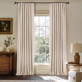 2 Panels Blackout Curtains Linen Thermal Drapes Ring Clips
