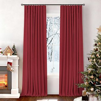 2 Panels Blackout Curtains Linen Thermal Drapes Ring Clips