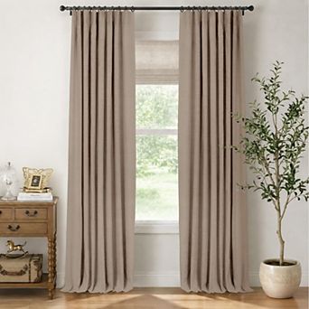 2 Panels Blackout Curtains Linen Thermal Drapes Ring Clips