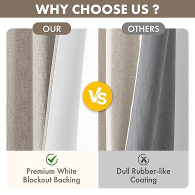 2 Panels Blackout Linen Curtains Thermal Insulated Room
