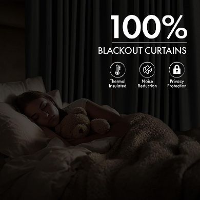 2 Panels Blackout Linen Curtains Thermal Insulated Room