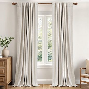 2 Panels Blackout Linen Curtains Thermal Insulated Room