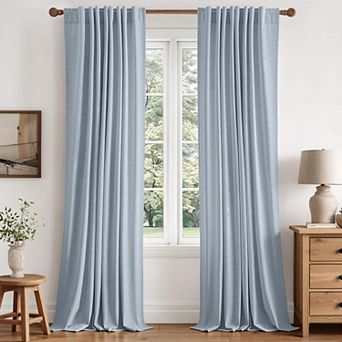 2 Panels Blackout Linen Curtains Thermal Insulated Room